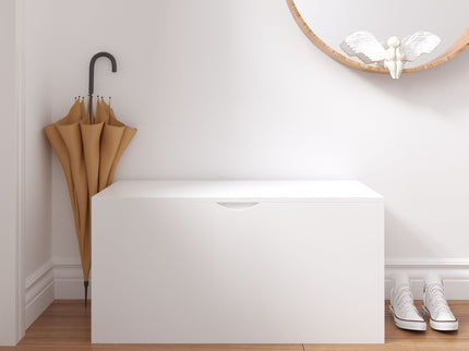 Toy Storage Organizer With Rolling Drawer, Chest With Wheels, Large Pull Out Bin For Nursery - White