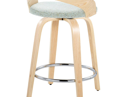 Grotto - Contemporary Fixed Height Counter Stool & Swivel, Round Footrest (Set of 2)