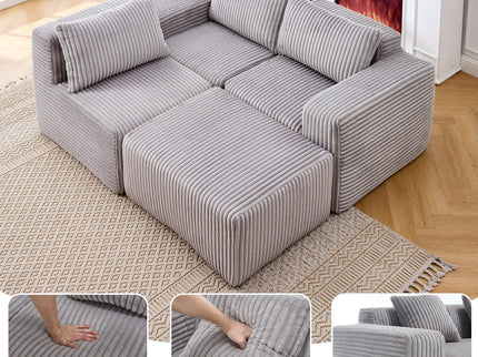 L - Shape Modern Minimalist Modular Sectional Sofa, Upholstered Cloud Couch With Deep Seats