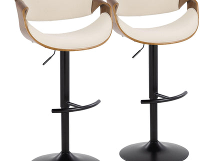 Curvo - Mid Century Modern Adjustable Barstool With Swivel & Rounded T Footrest (Set of 2)