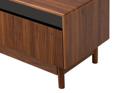 TV Stand, Entertainment Center With Fluted Drawers For Living Room - Walnut