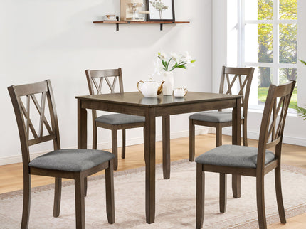 5 Piece Dining Table Set With 4 Chairs - Walnut