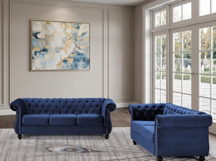 Chesterfield Button Tufted Loveseat With Rolled Arms