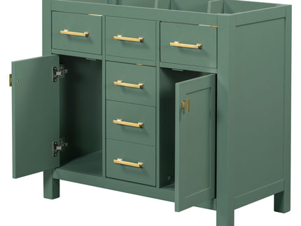Freestanding Bathroom Vanity With 4 Drawers & 2 Cabinets - Green