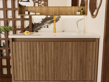 Wall Mounted Floating Bathroom Vanity With Sink And Drawers