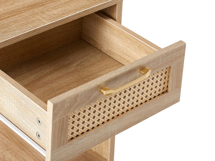 15.75" Rattan End Table With Drawer, Modern Nightstand, Side Table For Living Room, Bedroom