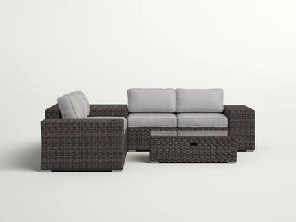 Modern Patio Rattan Sectional Set With Cushions