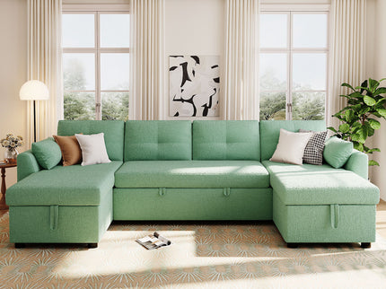 U-Shaped Sectional Sofa Bed With Storage And USB Ports