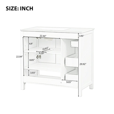 Bathroom Vanity With Sink Top, Bathroom Vanity Cabinet With 2 Doors And 2 Drawers, Open Shelf