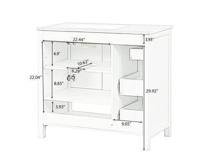 Bathroom Vanity With Sink Top, Bathroom Vanity Cabinet With 2 Doors And 2 Drawers, Open Shelf
