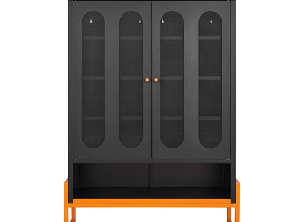 Modern Metal Shoe Cabinet With DoublebSided Doors And Adjustable Partitions
