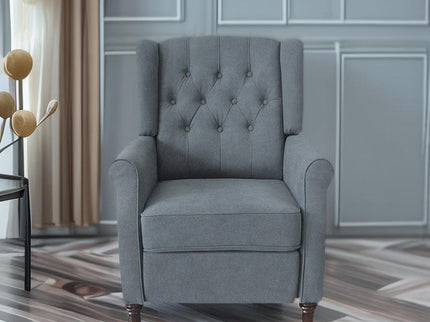 New Design Classic Waterproof Fabric Living Room Pull Button Sofa, High Back Manual Recliner Chair Cinema Home Theatre Cozy Recliner Sofa - Dark Gray