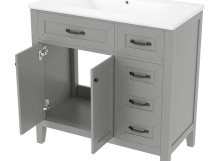 Modern Bathroom Vanity With Sink, Freestanding Design With Drawers And Doors