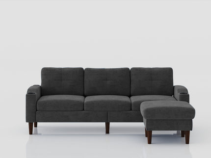 3 Seater Convertible Combination L Shaped Sofa With Footstools With Storage