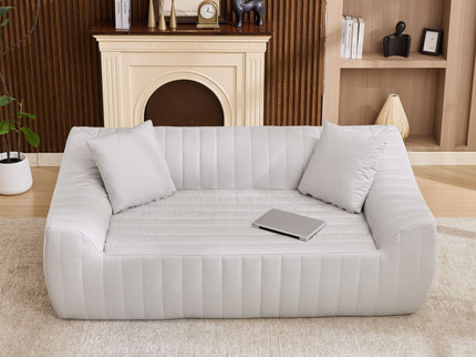 Oversized 2 Seater Loveseat With 2 Decor Throw Pillows, Deep Seat Sofa For Living Rooms
