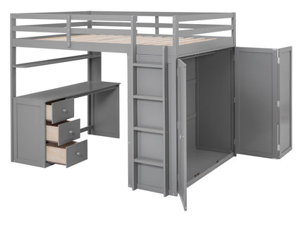 Loft Bed With Drawers, Desk, And Wardrobe