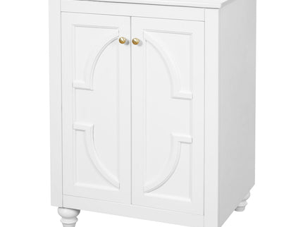 Bathroom Vanity With Ornate Elliptical Motif, Soft Close Hinges
