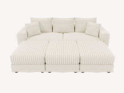 Deep Seat Convertible Sofa With Soft Pillows And Ottomans