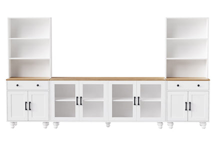 Farmhouse TV Stand With Solid Wood Gourd Shaped Legs For TVs Up To 70"