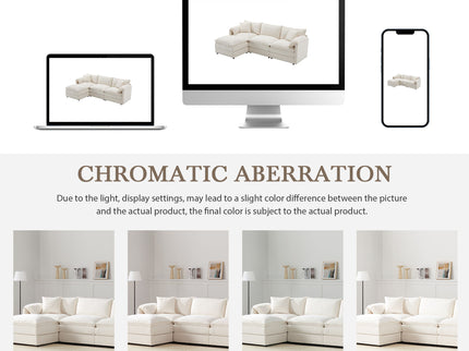 Modular Sectional With Deep And Wide Seat, Cloud Couch Set With Double Cushions Sofa With Movable Ottoman