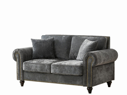 2 Seater Sofa With Rolled Arms, Tufted Upholstered Couch