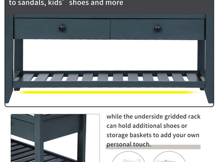 Multipurpose Entryway Shoe Rack With Cushioned Seat And Drawers