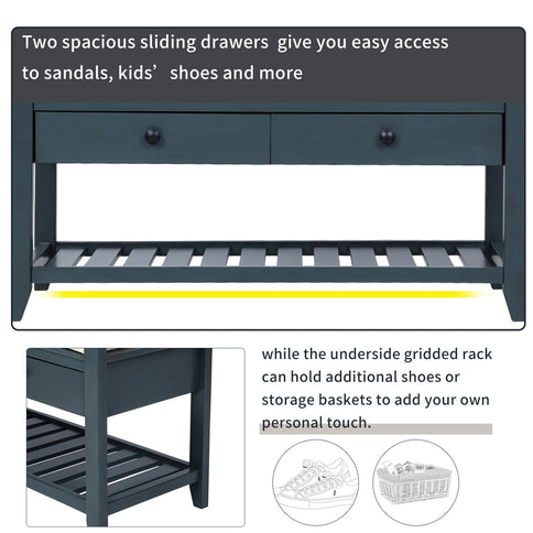 Multipurpose Entryway Shoe Rack With Cushioned Seat And Drawers