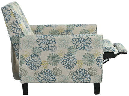 Upholstered Push Back Recliner Chair For Living Room - Blue