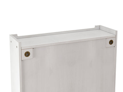 Vintage Double Door Wall Cabinet With Three Tiers Storage And Towel Rack - White Washed