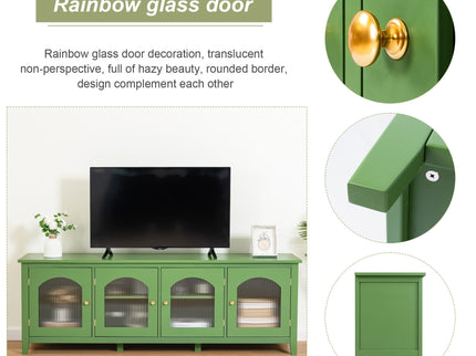 StylishTVcabinet Entertainment CenterTV Stand, TVconsoletable, Media Console, Solidwood Frame, Changhong Glass Door, Metal Handle