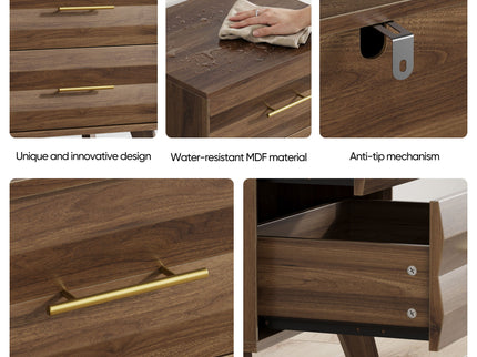 Medieval Double Drawer Bedside Table