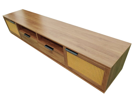 TV Stand With 2 Drawers And Open Shelving - Walnut