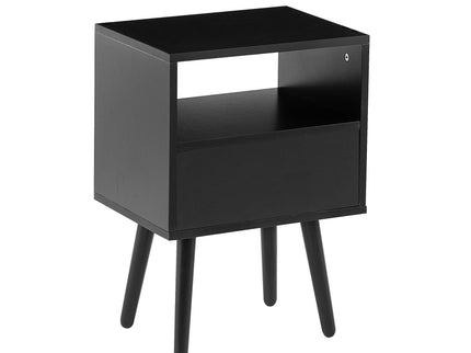 15.75" Rattan End Table With Drawer And Solid Wood Legs, Modern Nightstand, Side Table For Living Room, Bedroom