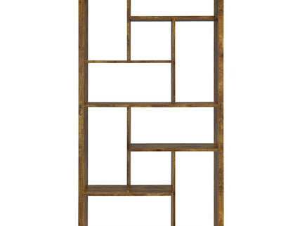6 Tier Rectangular Bookcase With Accents - Brown