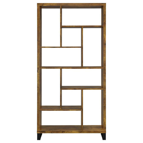 6 Tier Rectangular Bookcase With Accents - Brown