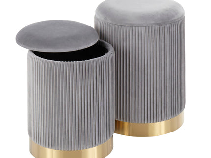 Marla - Contemporary Nesting Pleated Ottoman Set