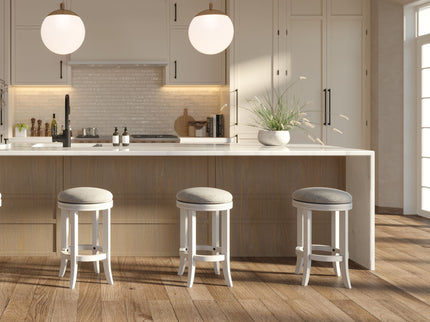 Backless Swivel Stool With Upholstered Seat