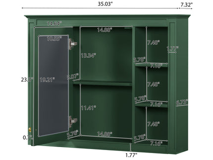 Wall Mounted Medicine Cabinet With Mirror, Storage Cabinet Featuring 6 Open Shelves And Adjustable Interior