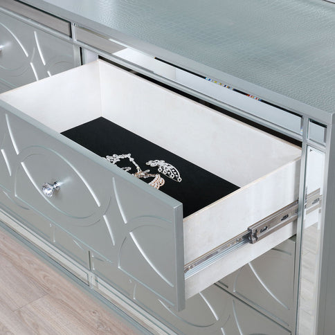 Arabesque - 6 Drawer Dresser With Mirror - Silver