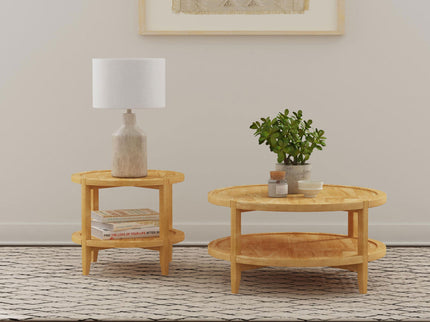 Elliott - 2 Piece Round Coffee And End Table Set - Maple