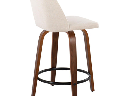 Toriano - Mid Century Modern, Fixed Height Counter Stool & Swivel And Round Footrest (Set of 2)