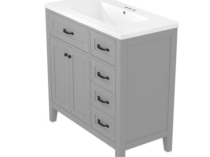 Modern Bathroom Vanity With Sink, Freestanding Design With Drawers And Doors