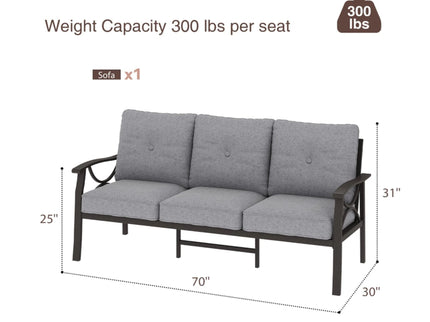 All-Weather 3 Seat Patio Sofa With Cushions