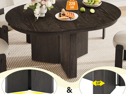 Farmhouse Oval Extendable Dining Table With Pedestal Base