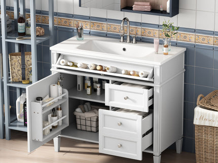 Bathroom Vanity & Top Sink, Modern Bathroom Storage Cabinet With 2 Drawers And A Tip-Out Drawer