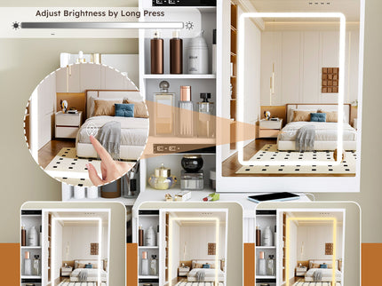 Modern Vanity Desk With 3 LED Lighting Modes, 4 Drawers