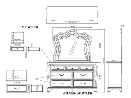 Aurelia - Dresser With LED Lighting - Silver