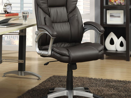 Swivel Office Chair With Armrests, Adjustable Height - Brown