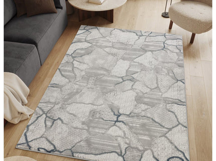 Geometrix - 5'3" X 7'3" Area Rug, Geometric 3D Effect - Gray / Ivory