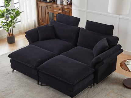 Modern Deep Seat Sectional Sofa With Ottoman